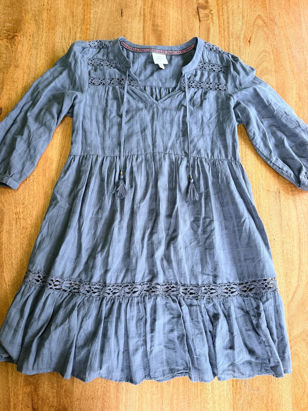 Knox Rose Steel Blue Long-Sleeve Peasant Dress